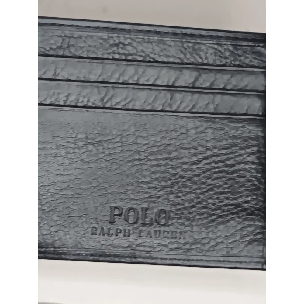 Polo Ralph Lauren Black Pebbled Leather Bifold Wallet with Embossed Pony Logo